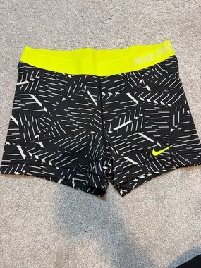 Nike Pro 3” Black Graphic Training Shorts with Neon Yellow Waistband